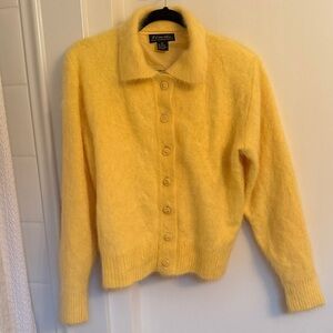 Vintage Angora, Women's Cozy Yellow Button-Up Cardigan